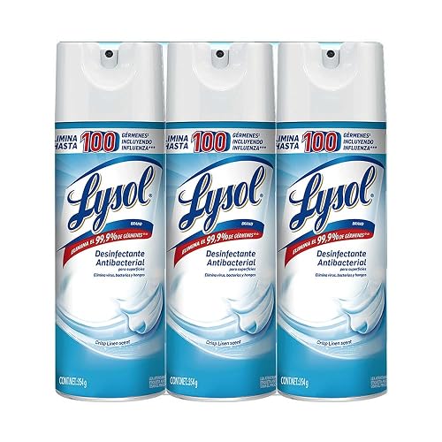 Lysol Aerosol Desinfectante Crisp Linen, 3 Pack de 354g
