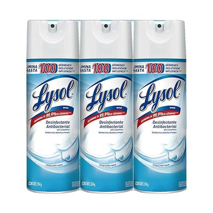 Lysol Aerosol Desinfectante Crisp Linen, 3 Pack de 354g