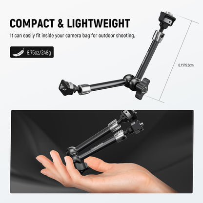 NEEWER 11" Brazo Mágico Articulado con 360° Cabezas Bola y Pines para ARRI, Montaje Monitor Cámara con Tornillo 1/4" para Cámara Acción DSLR Monitor Luz de Video Compatible con SmallRig Cage Rig,ST16