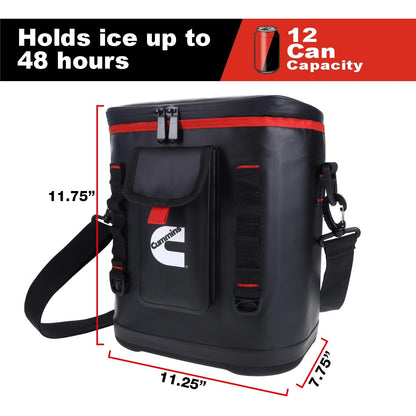 Cummins CMN34718 - Bolsa enfriadora portátil Suave con Aislamiento de Doble Laminado, 12 latas, con retención de Hielo para Trabajo, Campamento, Playa, Color Negro