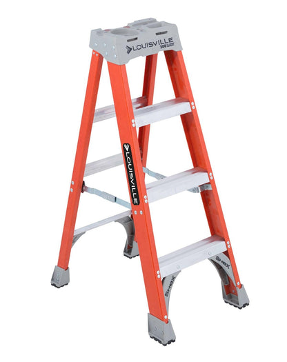 Louisville Ladder Resistente escalera de fibra de vidrio, capacidad de 136.08 kg, 1.21m (4ft), Anaranjado