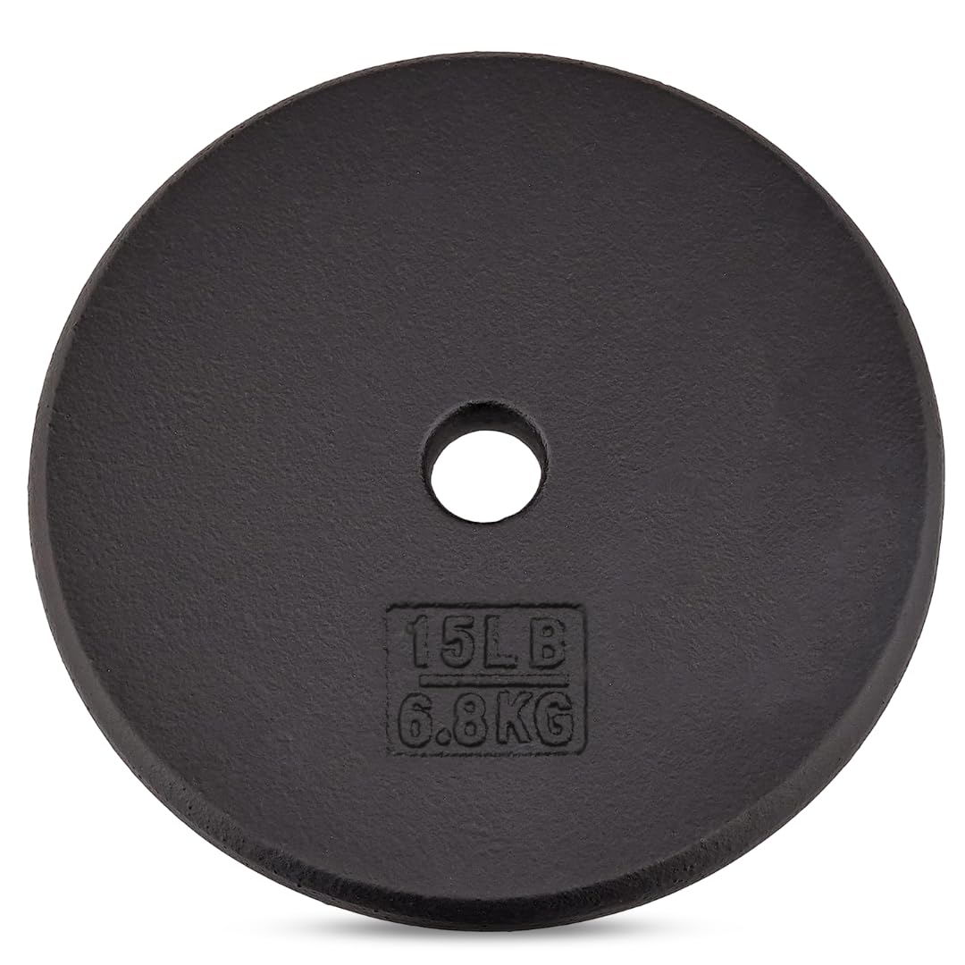 Yes4All Discos de Pesas Hierro Fundido 1 Pulgada - D – Negro – 6,8 kg – Individual