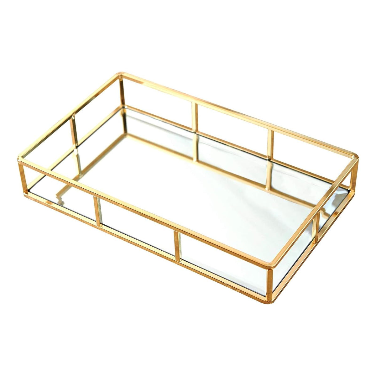 PuTwo Organizador, Tray, 1 | Bandeja de oro para joyería, organizador de perfumes, bandeja de maquillaje para cambiador, baño, recámara
