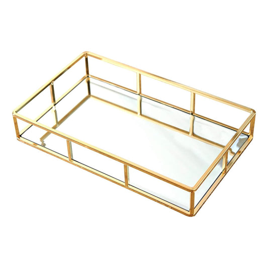 PuTwo Organizador, Tray, 1 | Bandeja de oro para joyería, organizador de perfumes, bandeja de maquillaje para cambiador, baño, recámara