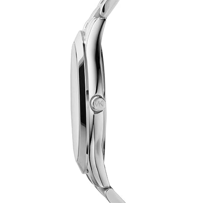 RELOJ MICHAEL KORS SLIM RUNWAY DAMA, EXTENSIBLE ACERO PLATA, CARATULA PLATA, ANALOGO