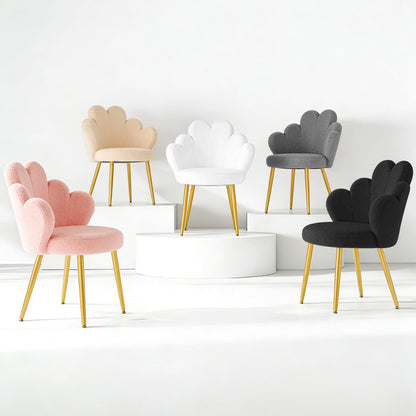 WAYTRIM - Silla de Cambiador Rosa con Respaldo para Maquillaje, Asiento de Cambiador, Silla de computadora para niñas con Patas Doradas adecuadas, Silla de diseño de pétalos de Flores para recámara