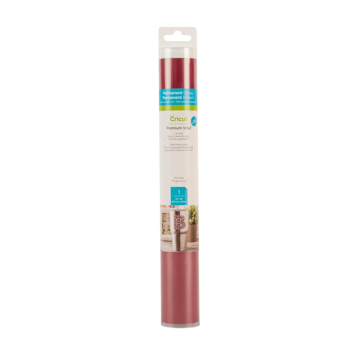 Cricut Premium Vinilo Permanente para Manualidades - Rojo oscuro - 12" x 48" - Vinilo permanente
