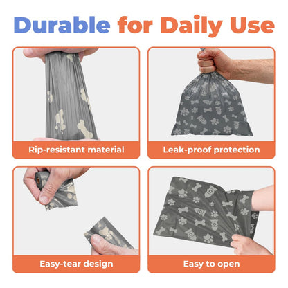 Best Pet Supplies Bolsas para excrementos de perro, resistentes a desgarros, con tecnología de plástico de vida controlada d2w, paquete de 150, gris (GR-150T)