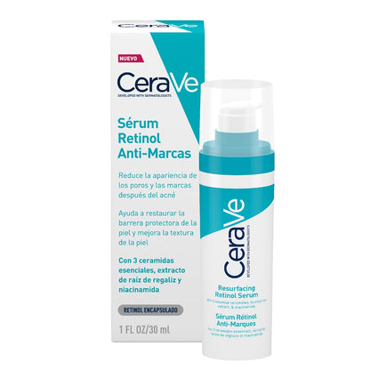 CeraVe Sérum Retinol Anti-Marcas e Imperfecciones con Retinol Encapsulado, Niacinamida y Ceramidas Esenciales, Para Piel Grasa o con Tendencia al Acné, 30 ml