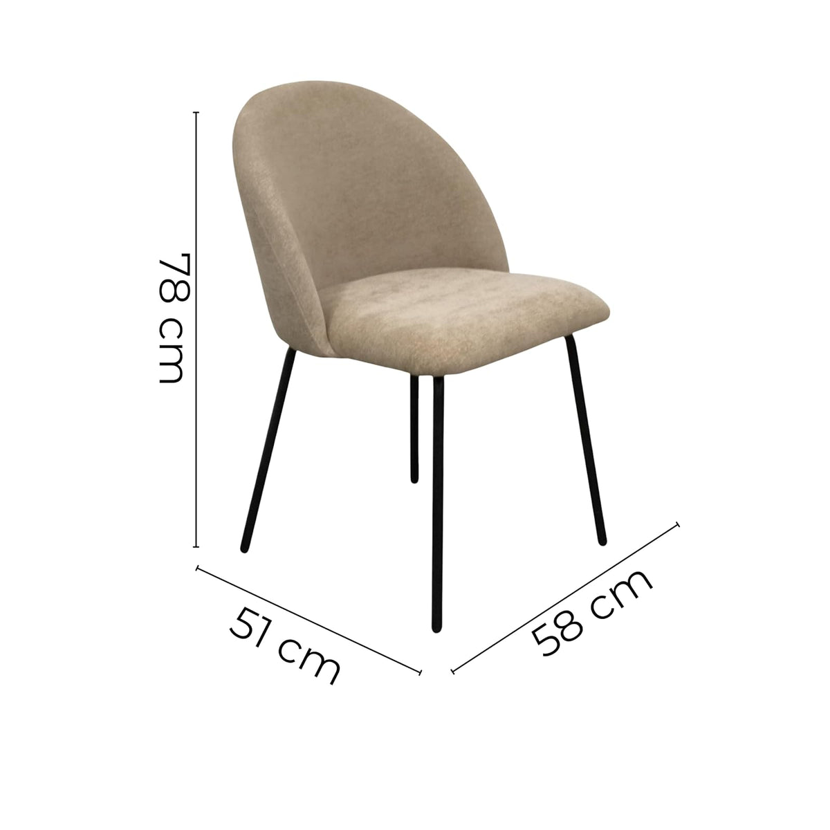 TUGOW Silla para Comedor Super Soft Tapizada con Tela Color Gris Topo - Madera Industrializada, Metal y Tela