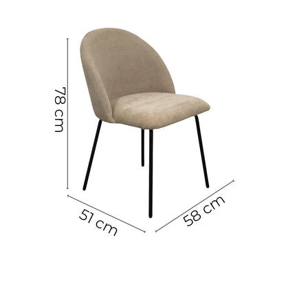 TUGOW Silla para Comedor Super Soft Tapizada con Tela Color Gris Topo - Madera Industrializada, Metal y Tela