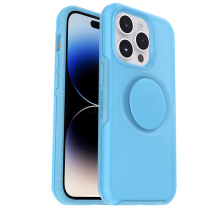 OtterBox Otter + Pop Symmetry Funda con PopGrip para iPhone 14 Pro Max - Serie Otter + Pop Symmetry - Azul - Claro
