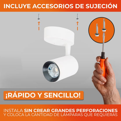 Tecnolite - Lámpara de Techo para Interior de Casas Beid II, Potencia 4.7 Watts, Foco Incluído. Función Dirigible hacia Diferentes Ángulos, Spot LED de Sobreponer. Iluminación Interior