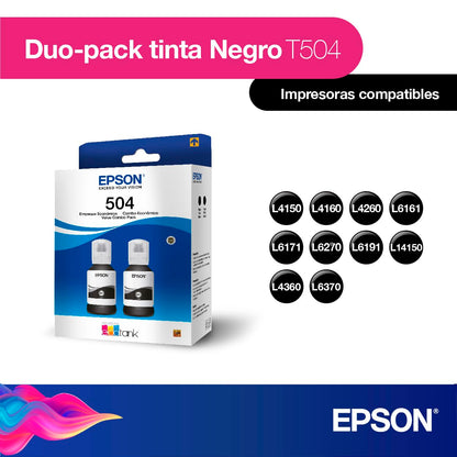 Epson Ecofit Botellas de Tinta Color Negro T504 2 Unidades