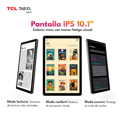 TCL Tab 10 Gen 3 | Tablet Android 14 | Pantalla 10.1” | 4GB RAM + 64GB | Flip Cover