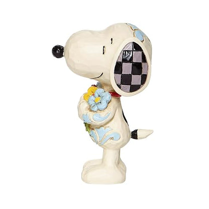Enesco Peanuts by Jim Shore Snoopy Holding Spring Flowers - Figura en Miniatura, 3 Pulgadas, Multicolor, Blanco