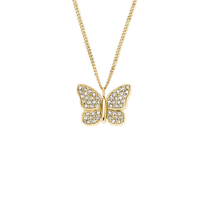 Collar con colgante de mariposa Fossil JF04920710 Sutton de acero inoxidable en color dorado para dama