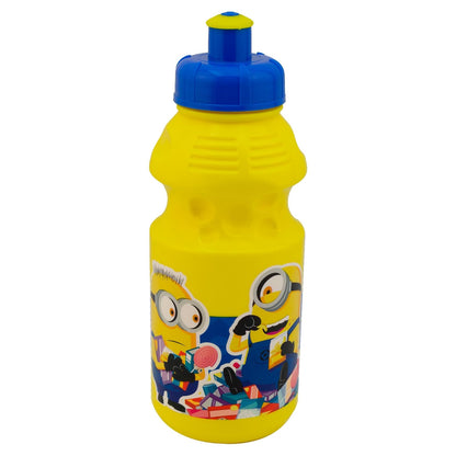 FunKids 1669-1184 Lonchera Infantil de Plástico, Colección Despicable Me 4 “Minions”, Universal Studios, Botella Cilindro Para Agua, Capacidad 400 mililitros, Amarillo