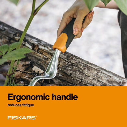 Fiskars Ergo Herramienta de deshierbe, Herramienta de Mano de jardinería Resistente con Mango ergonómico y Agujero para Colgar para Almacenamiento, Elimina malezas y raíces como Dientes de león y