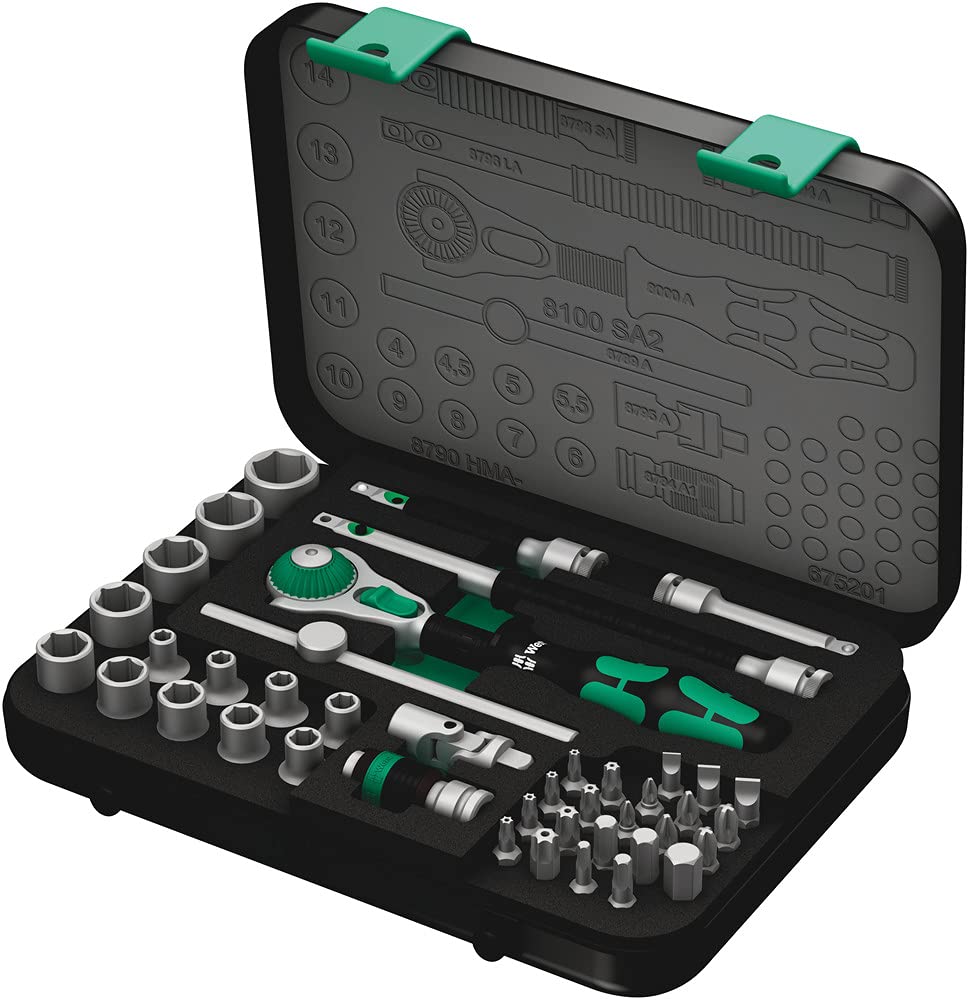 Wera 8100 SA 2 Zyklop Juego de carraca métrica de 1/4 pulgadas, 41 piezas