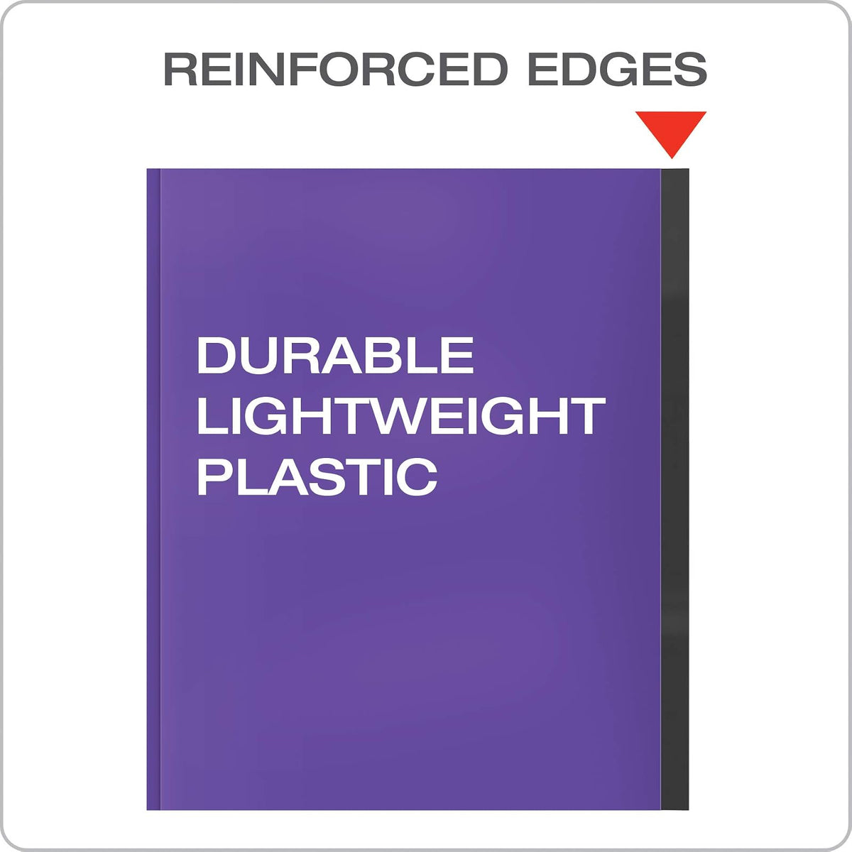 Oxford 2 Pocket Folders with Prongs, Sturdy Plastic Portfolios, Anti-Tear Edges, Letter Size, Purple, Red, Blue, Green, Black, 5 Pack (89117)