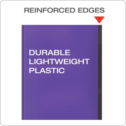 Oxford 2 Pocket Folders with Prongs, Sturdy Plastic Portfolios, Anti-Tear Edges, Letter Size, Purple, Red, Blue, Green, Black, 5 Pack (89117)