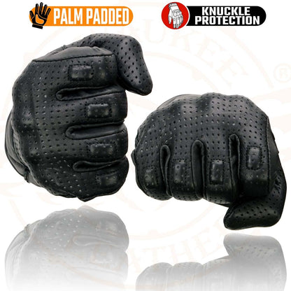 Milwaukee - Guantes cortos de piel perforados para hombre, Negro, Mediano