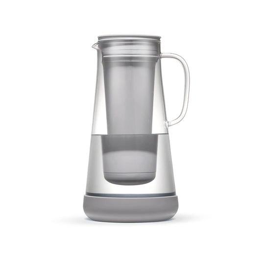 LifeStraw Home - Jarra de cristal y base de silicona para 7 tazas | Jarra de filtro de agua de vidrio con base de silicona, sin BPA, protege contra bacterias, parásitos, microplásticos y plomo