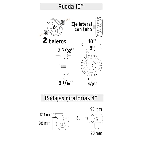 Pretul DIA-385P, Diablo de carga plataforma capacidad 385 kg ruedas neumáticas