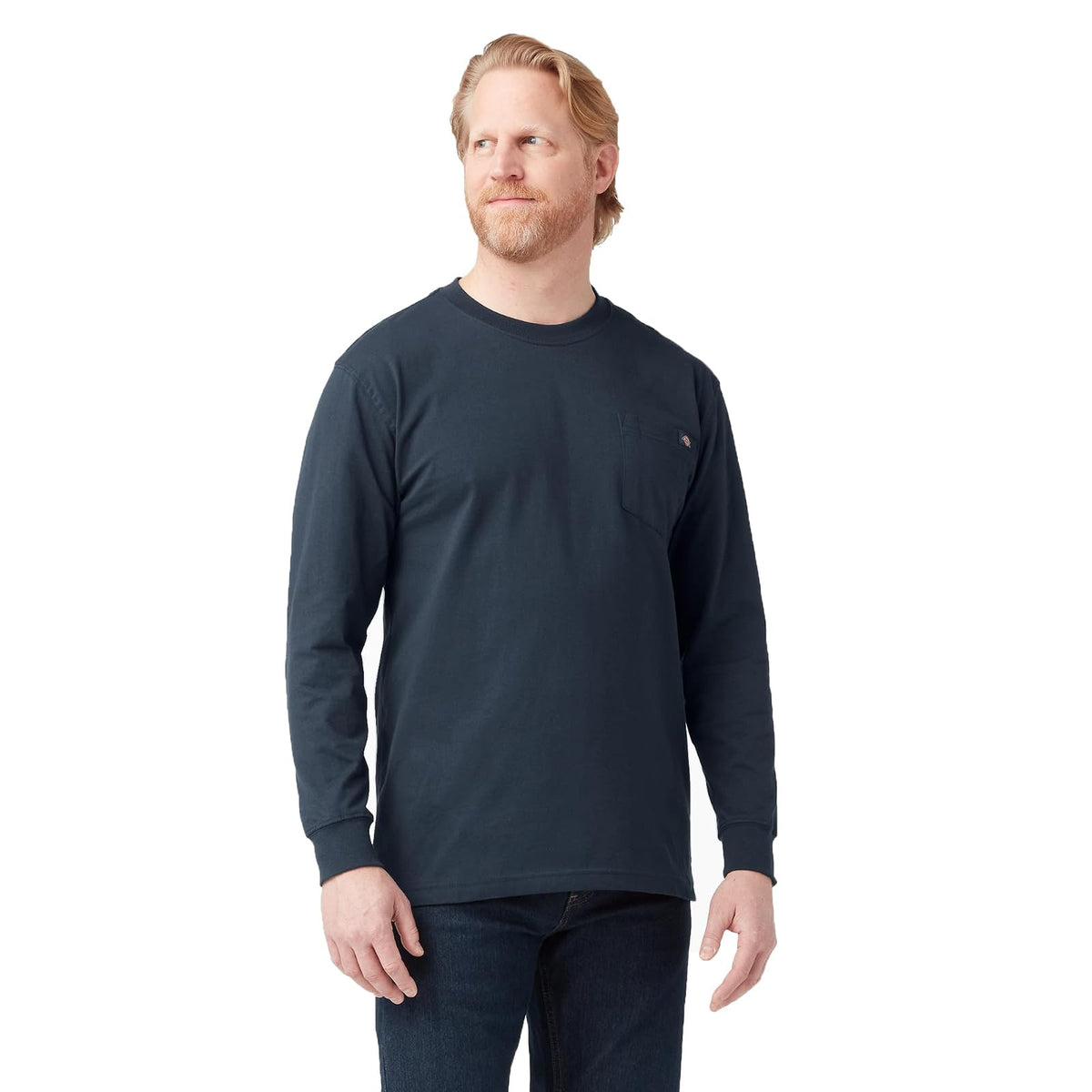 Dickies Camiseta de Manga Larga Hombre Blanca XL - Azul marino oscuro - G