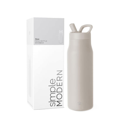 Simple Modern Botella de Agua Infantil Mesa 475 ml Forest con Popote - 1L - Almond Birch