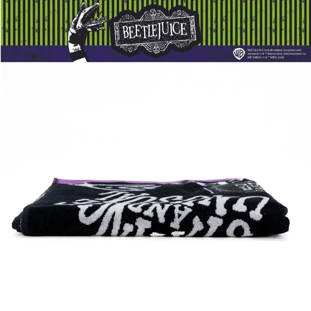 Franco Luxe Beetlejuice - Toalla de baño de algodón de Gran tamaño gótico de Felpa súper Suave y Jacquard de algodón, 64 x 34 Pulgadas, (Producto con Licencia Oficial)