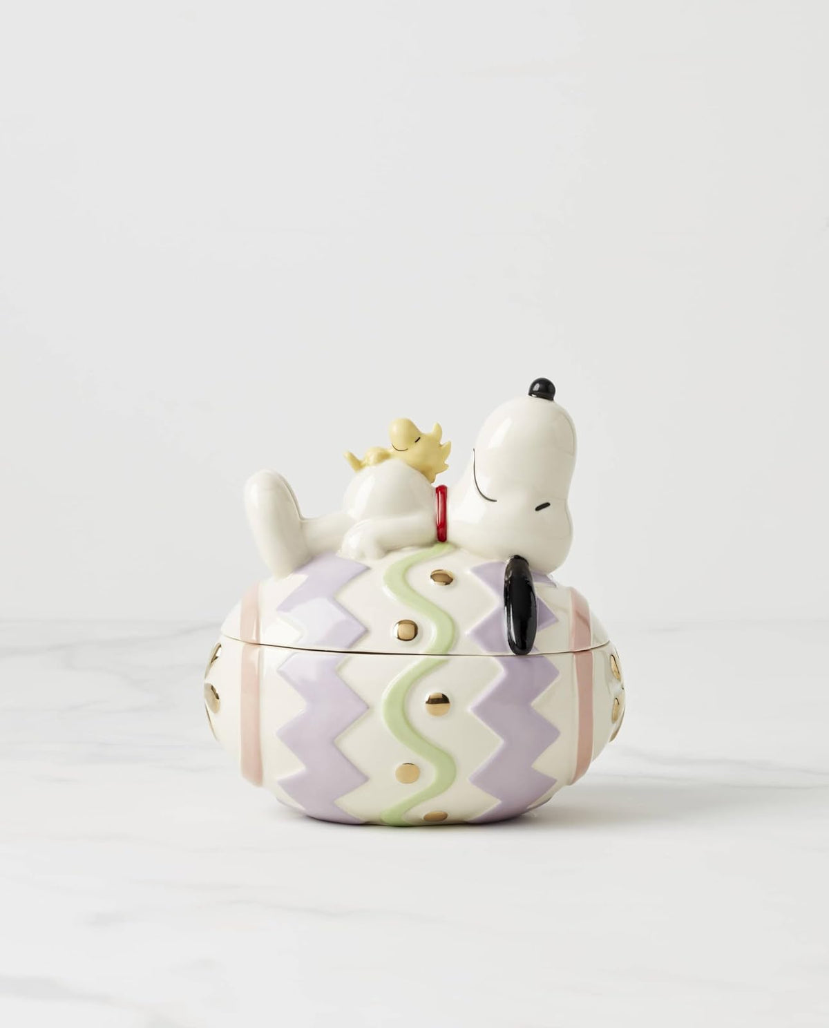 Lenox Peanuts Dulcera Snoopy y Woodstock Pascua Porcelana Huevo Oro 24K Primavera