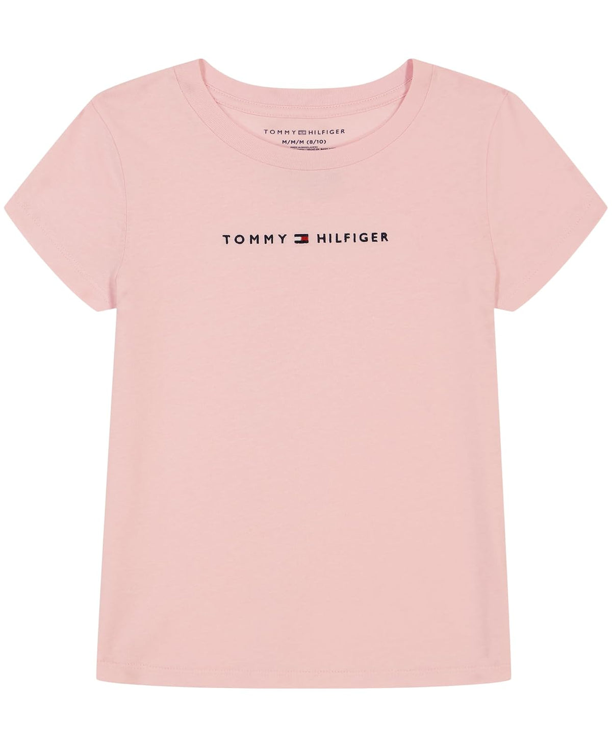 Tommy Hilfiger Playera de Manga Corta con Logo Bandera para Niña - 7 - Rosa - Logotipo clásico