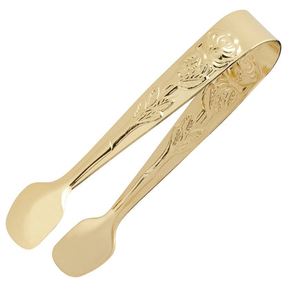 HIC - Cuchara Azucarera, pinza para azúcar, rosa, Sugar Tong, Rose, A, 1, 1 | Rosa, 4 pulgadas, acero inoxidable chapado en oro, resorte, apta para lavaplatos