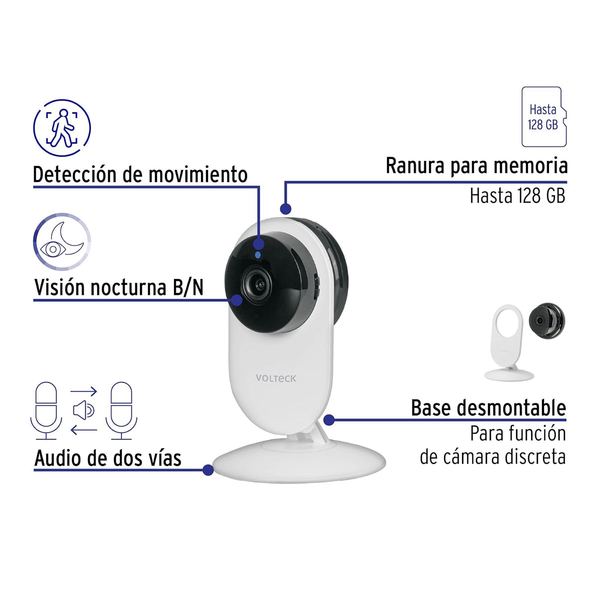 Volteck CTV-20W, Cámara WiFi Fija 2 MP detección de Movimiento