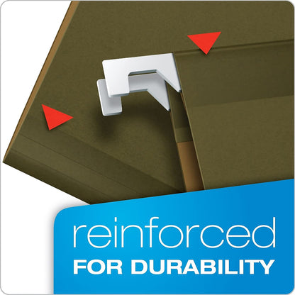 Pendaflex Ready-Tab Reinforced Hanging Folders with Lift Tab Technology, Letter Size, 5-Tab, Standard Green, 25 per Box (42590)