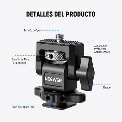 NEEWER Soporte para Monitor de Campo de 5" y 7" con Montura de Zapata fría 1/4",Giro de 360° Amortiguación de inclinación de 180° ajustable, Compatible con Atomos Ninja V Mango de Jaula SmallRig,MA002