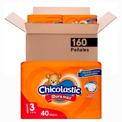 Chicolastic Classic Pañal Talla 4, 160 Piezas (7-13 kg) - 40 Unidad (Paquete de 4)