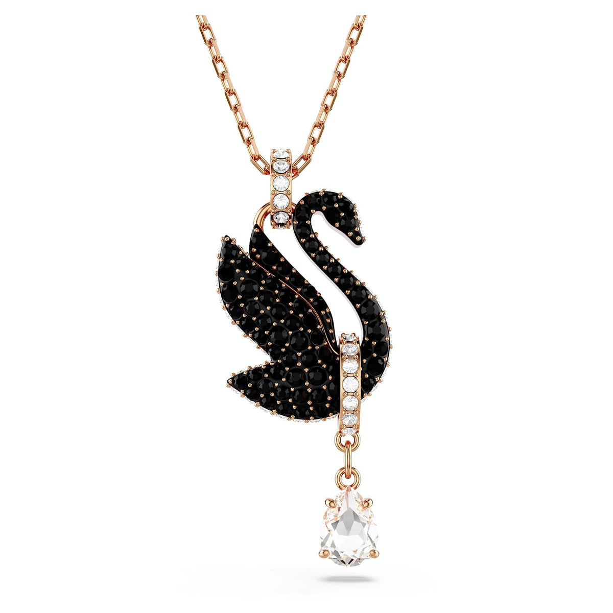 Swarovski Colgante Swarovski Swan, Cisne, Negro, Baño tono oro rosa