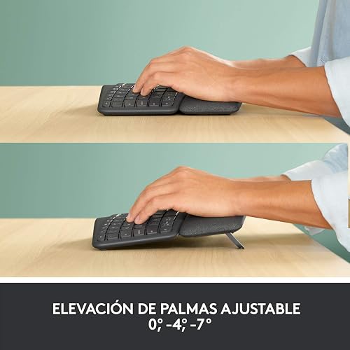 Logitech Ergo K860 Teclado inalámbrico y ergonómico - Teclado Partido, Escritura Natural, conectividad Bluetooth y USB, Compatible con Windows/Mac - Negro