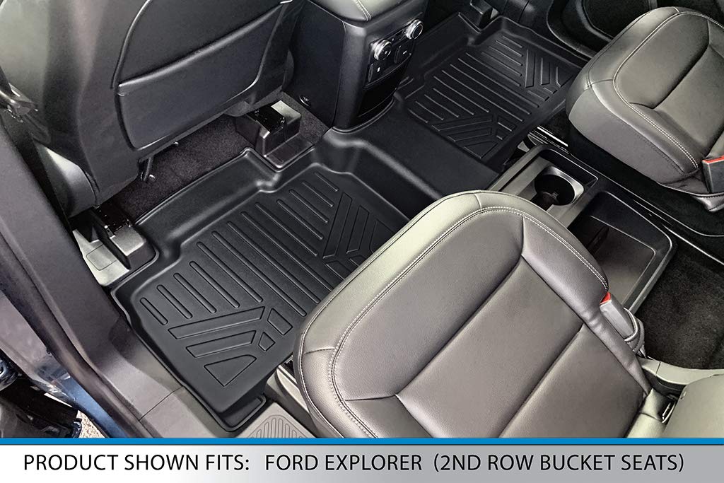 SMARTLINER Juego de Alfombrillas de Piso de Ajuste Personalizado para Todo Tipo de Clima, Compatible con Ford Explorer 2020-2023