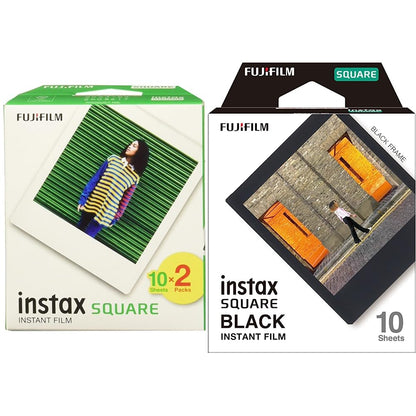 instax Fujifilm Película Square, Paquete de 2 + Fujifilm Square Black Film - 10 exposiciones