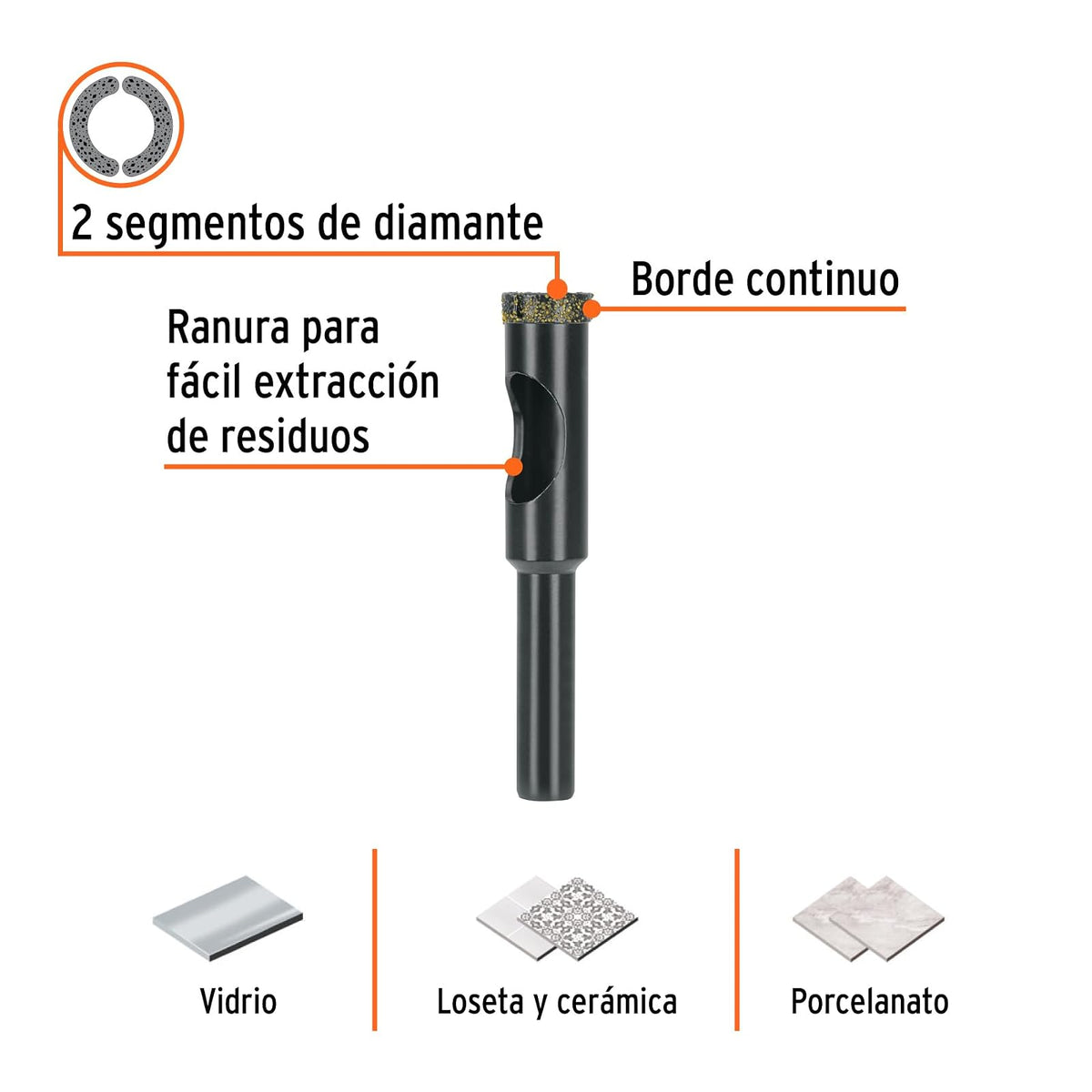 Truper BD-12, Broca diamantada 12mm (1/2")