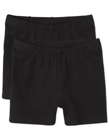 The Children's Place Pantalón Corto de Uniforme para Niña, Paquete de 2 - negro - CH