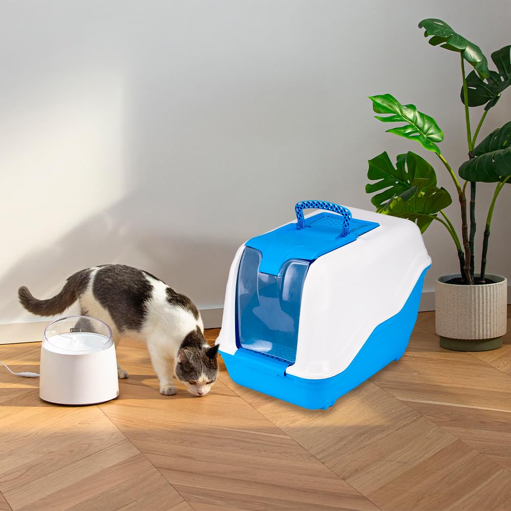 MPS Arenero para Gatos Netta CH con Tapa y Puerta Abatible, Filtro de Carbón Activado, Fácil Limpieza y Transporte Seguro