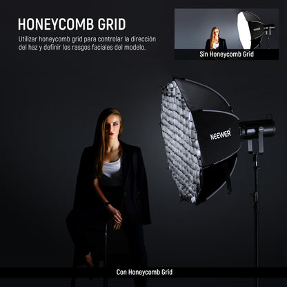 NEEWER 35.4'' Softbox Octagonal, Liberacion Rapida Parabolic Softbox,NS92P | Montura Bowens, Diffusers, Grid, Bolsa Compatible con Aputure 120d Compatible con Godox SL60w NEEWER Q4 AS600B CB300B Q300