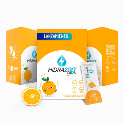 Hidra2go | Electrolitos Para Niños | Electrolitos En Sobre | Sabor Naranja | Electrolitos En Polvo Sin Azúcar | Pack 3 Cajas De 10 Sobres de 5 G | Cada Sobre Rinde 380Ml