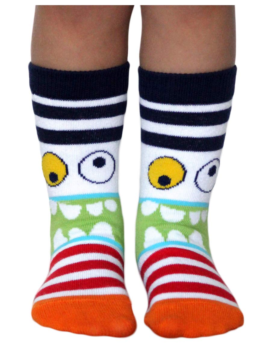 Jefferies Socks Calcetines para niños, diseño de monstruo, paquete de 6 pares