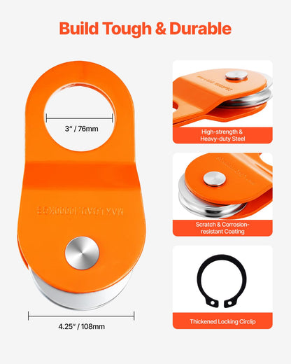 VEVOR - Bloque de Enganche de cabrestante de 10 T, Bloque de Capacidad de 22 Libras y Sistema de polea de Aparejo, Funciona con Cuerda de 0.4 a 0.55 Pulgadas, Accesorios de Gancho de cabrestante,
